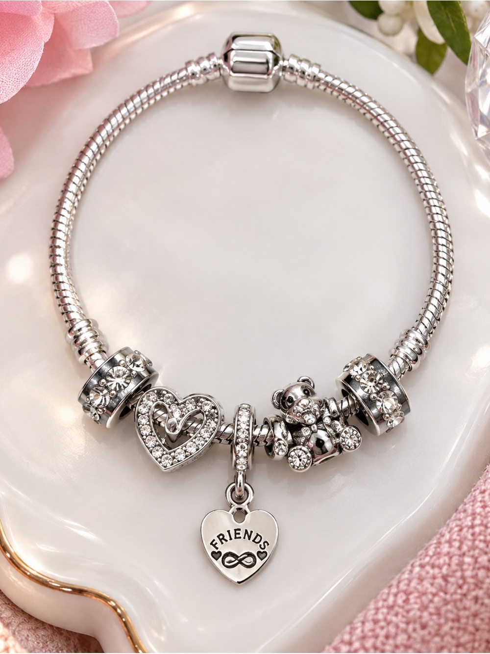 31 Friends Forever Bear Charm Bracelet 🧸💕